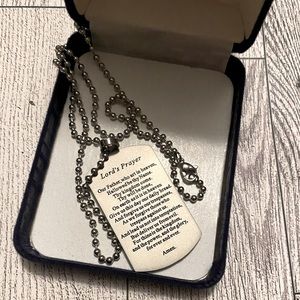 Stainless Steel Lord’s Prayer Dog Tag Necklace